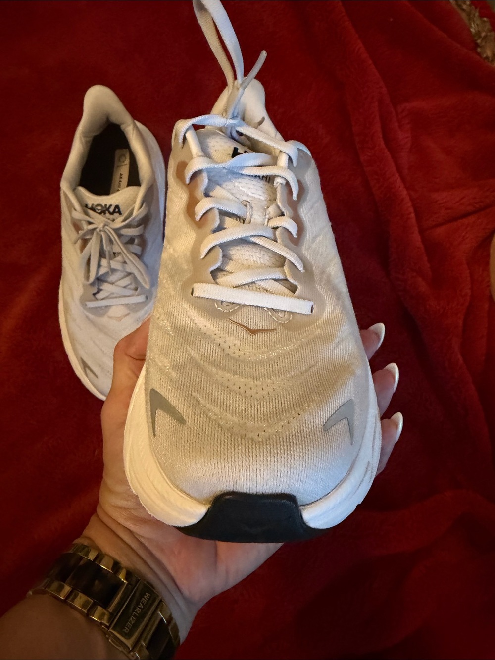Hoka Women’s 8.5 Light Gray and White Athletic Running Shoes - Picture 6 of 12